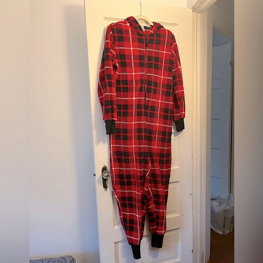 Red Plaid Hooded Onesie